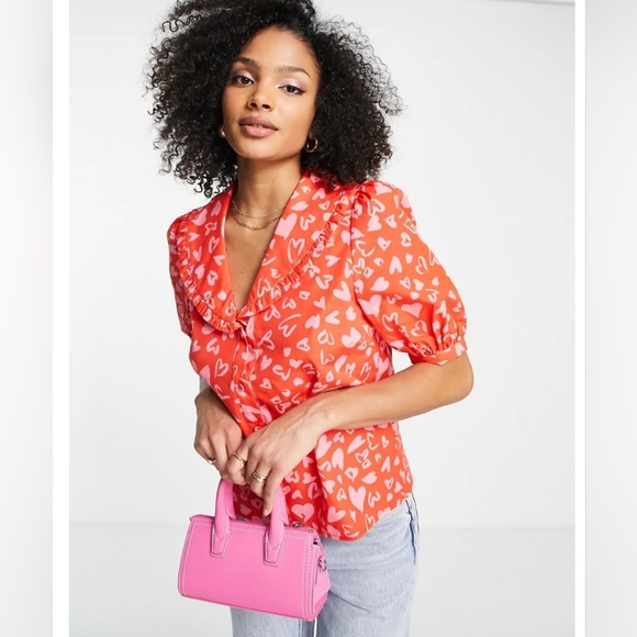 Nobody's Child from Asos oversized collar Fushia pink blouse - Picture 2 of 7